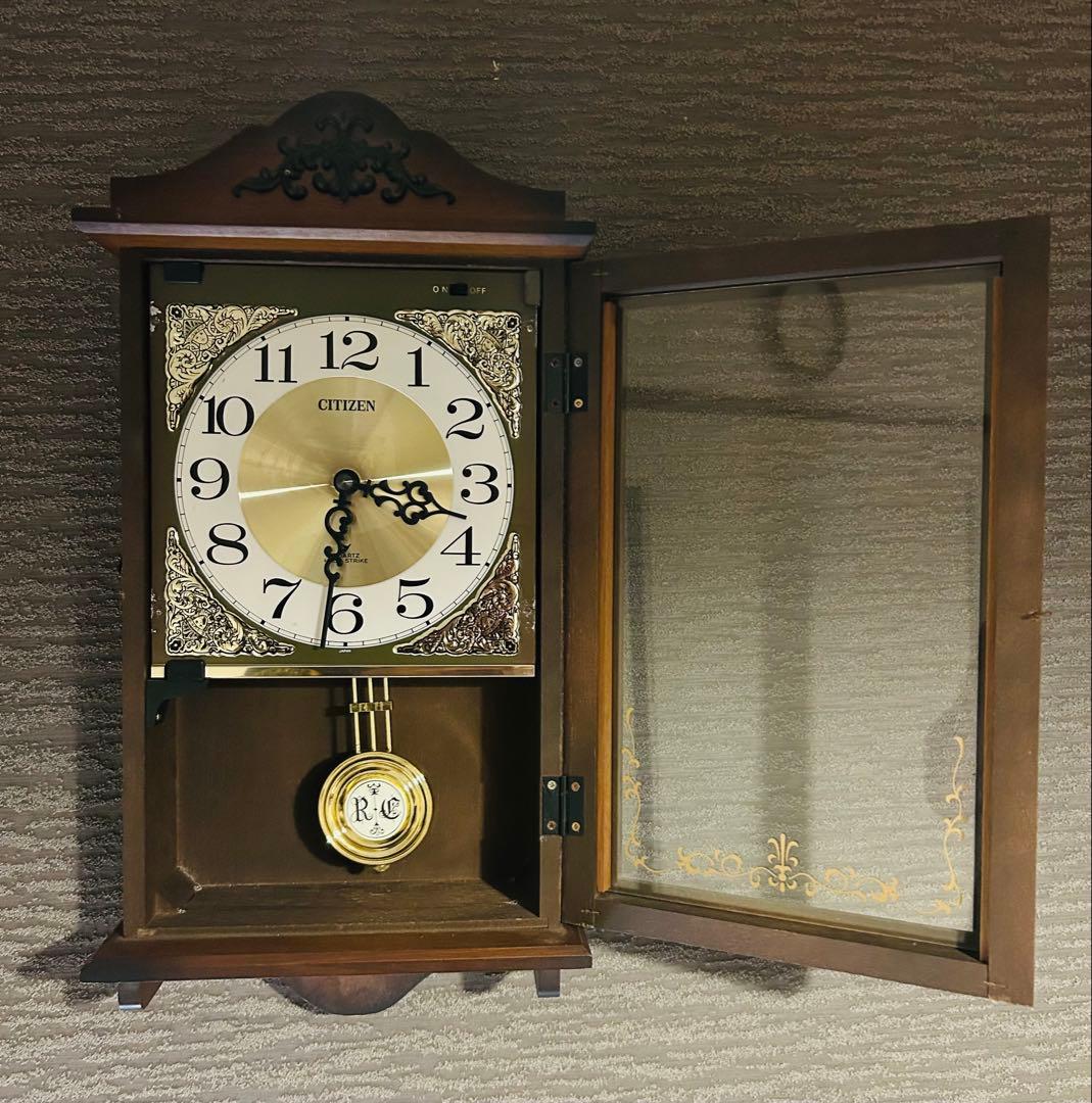 【昭和レトロ】CITIZEN 振り子付きアナログ時計 動作確認済 完動品