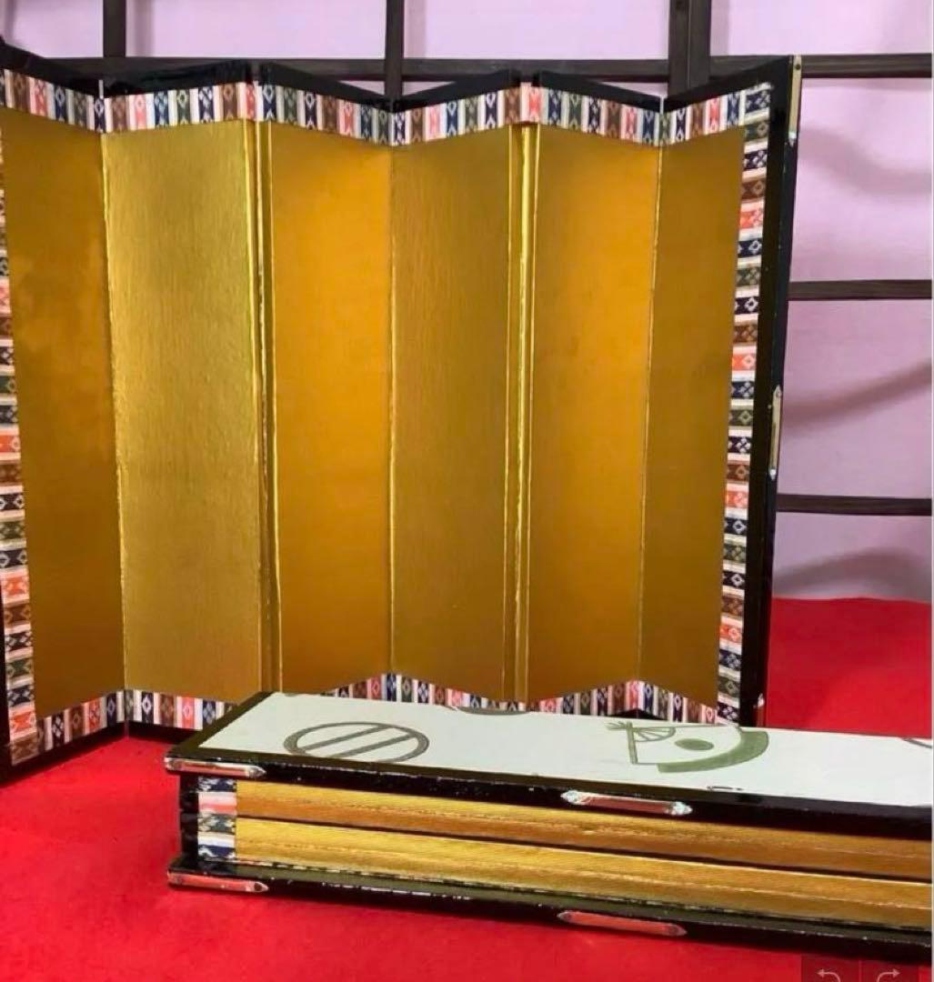 【木目込み人形】 雛飾りセット ①親王飾り② 木製親王台③小型屏風④小型ぼんぼり