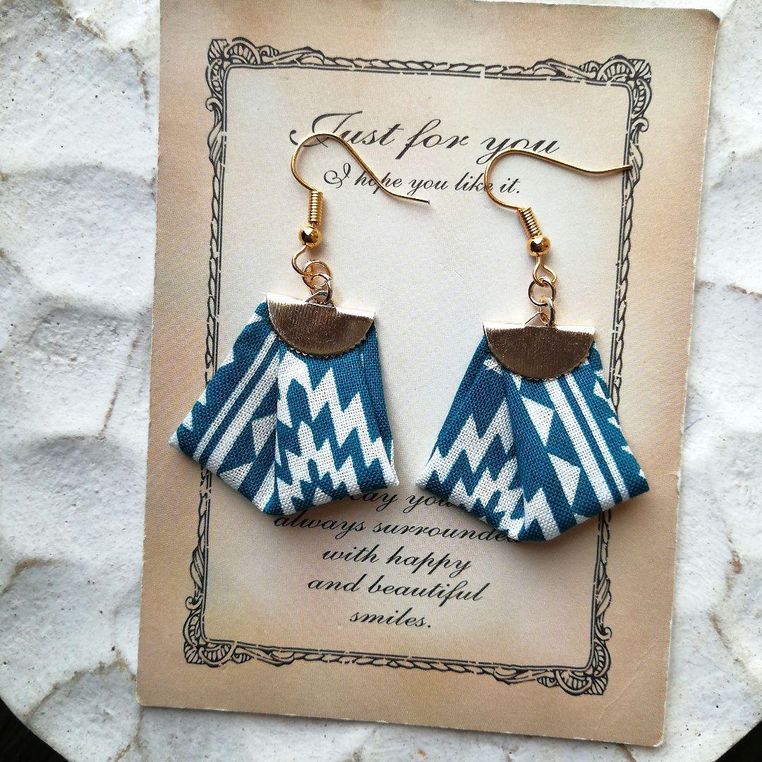 再販42　オルテガ　タッセル　リボン　ネイティブ　ターコイズ　ピアス　イヤリング