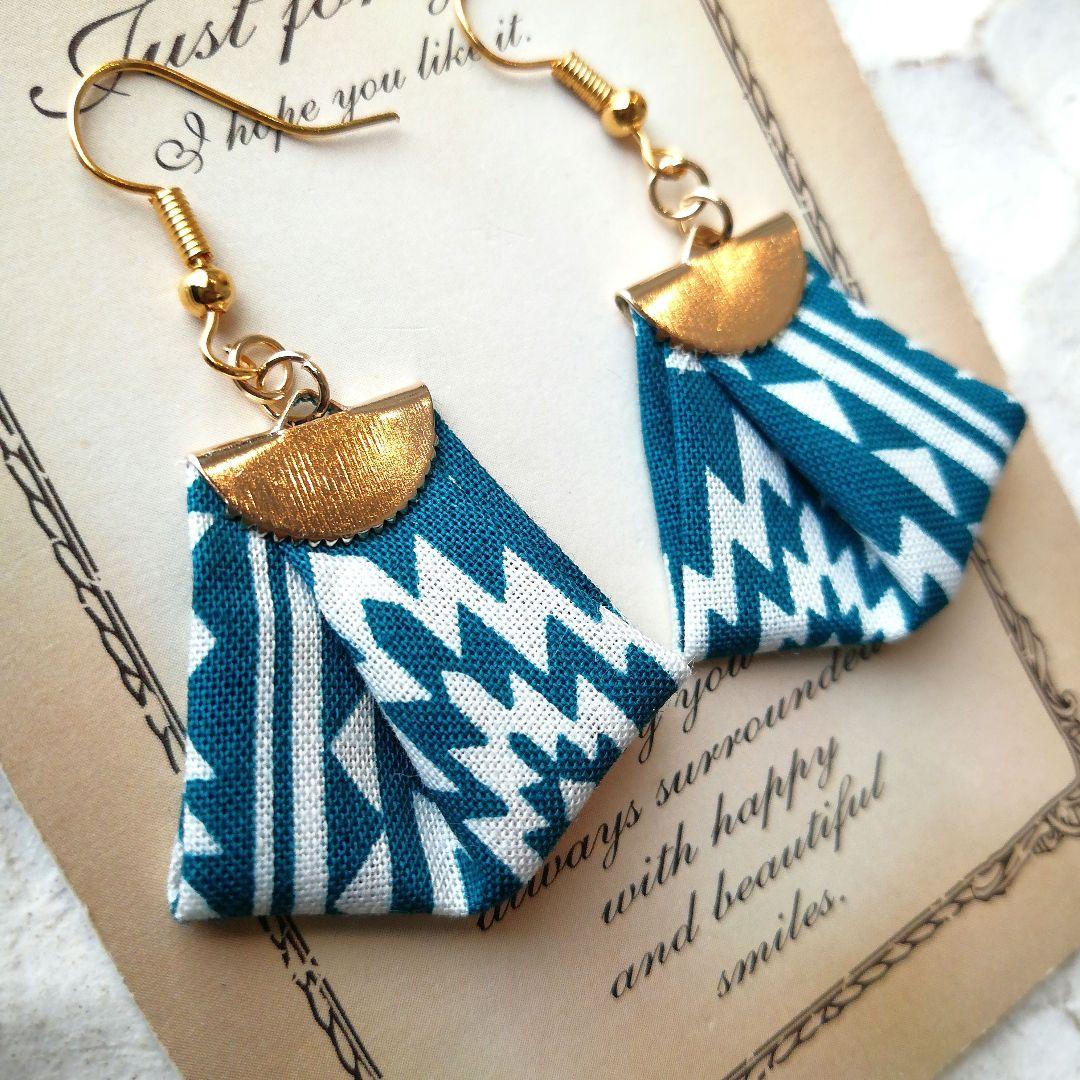 再販42　オルテガ　タッセル　リボン　ネイティブ　ターコイズ　ピアス　イヤリング