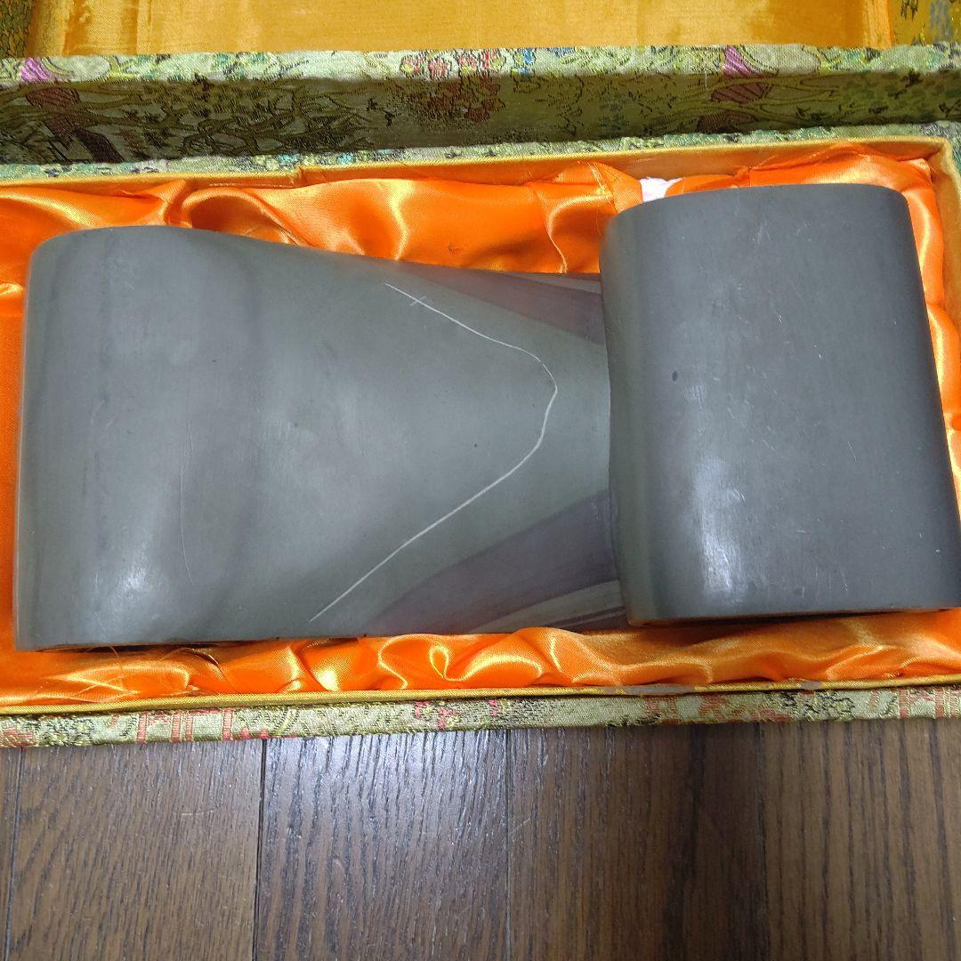硯 石製巻物デザイン 専用箱付き　検　中国美術工芸　書道　篆刻　文房具