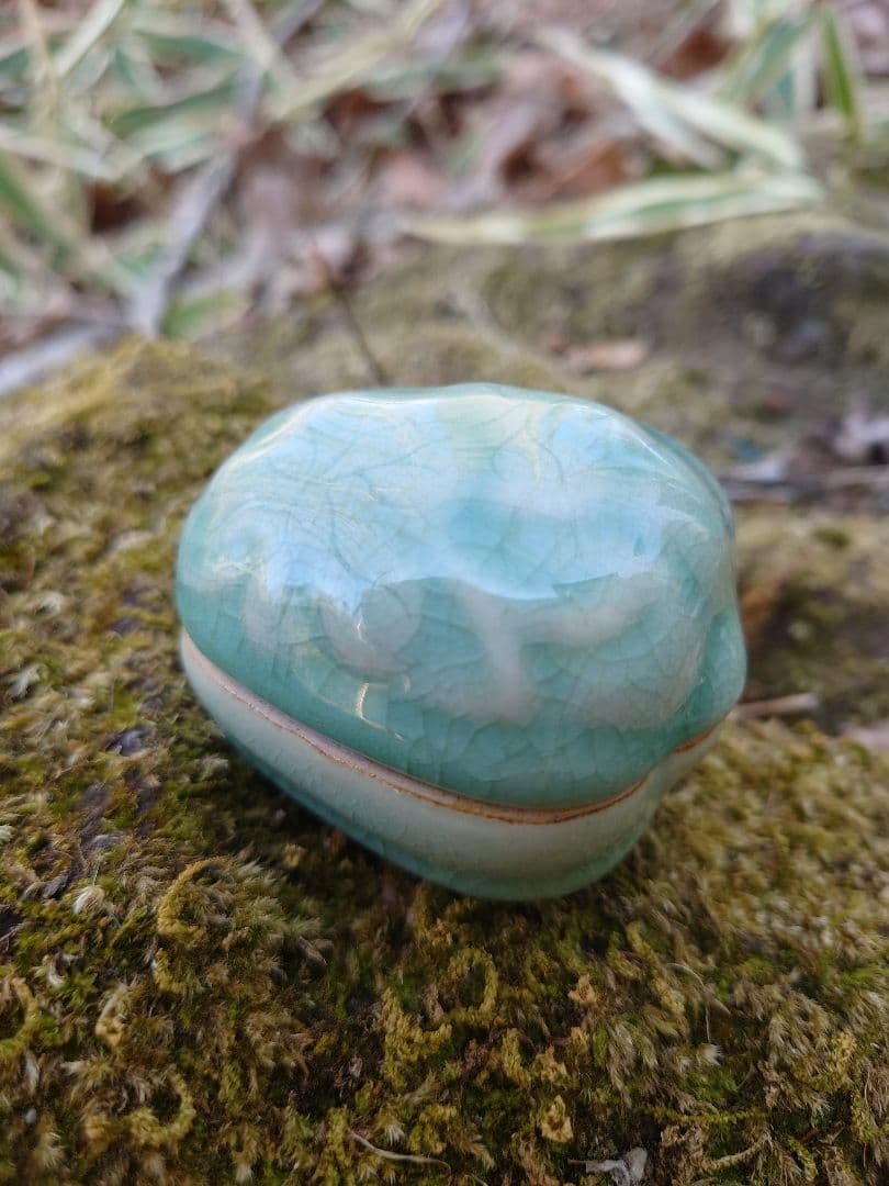 申相浩　シン・サンホ　青磁 瓜形香合 大英博物館収蔵作家 韓国現代陶芸　 陶印