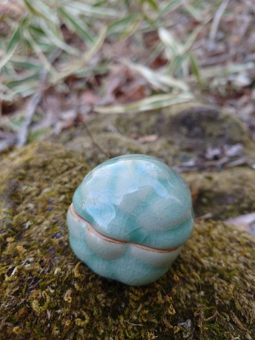 申相浩　シン・サンホ　青磁 瓜形香合 大英博物館収蔵作家 韓国現代陶芸　 陶印