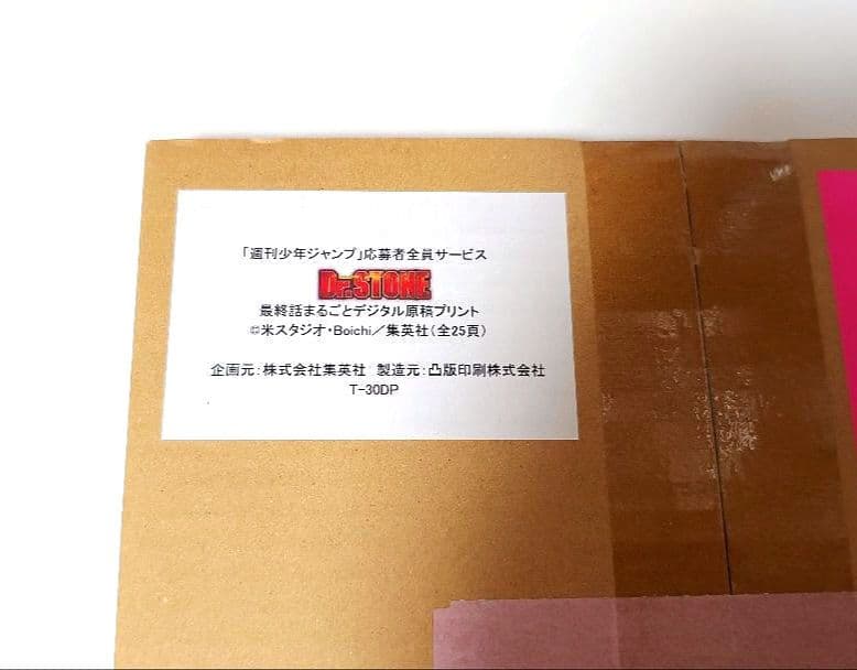 Dr.STONE 最終話 デジタル原稿 複製原稿 応募者全員サービス 受注