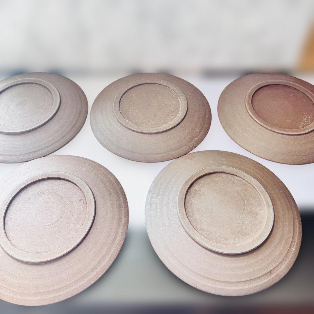 新品 信楽焼 中皿 21cm 5枚セット 陶印有 陶器 日本製 和食器 プレート