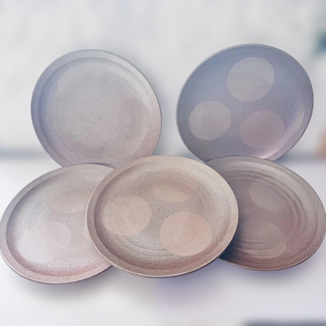 新品 信楽焼 中皿 21cm 5枚セット 陶印有 陶器 日本製 和食器 プレート