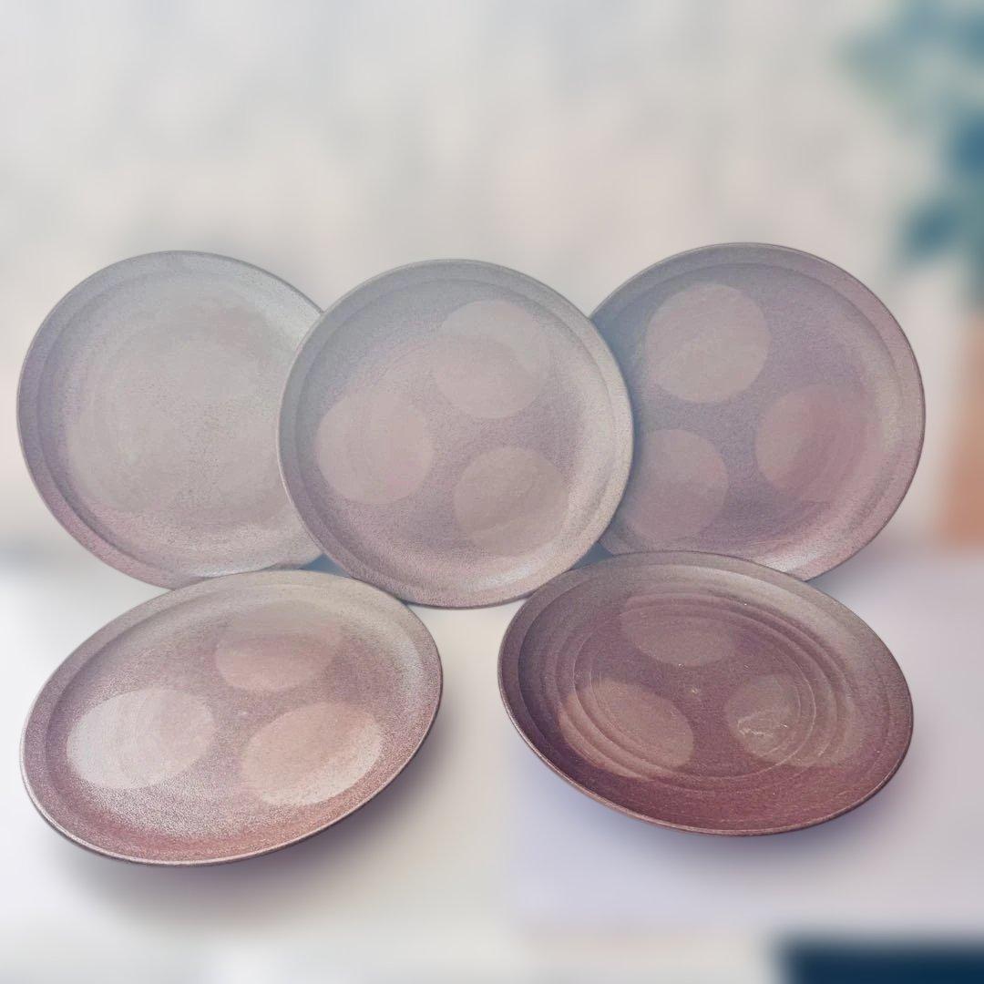 新品 信楽焼 中皿 21cm 5枚セット 陶印有 陶器 日本製 和食器 プレート