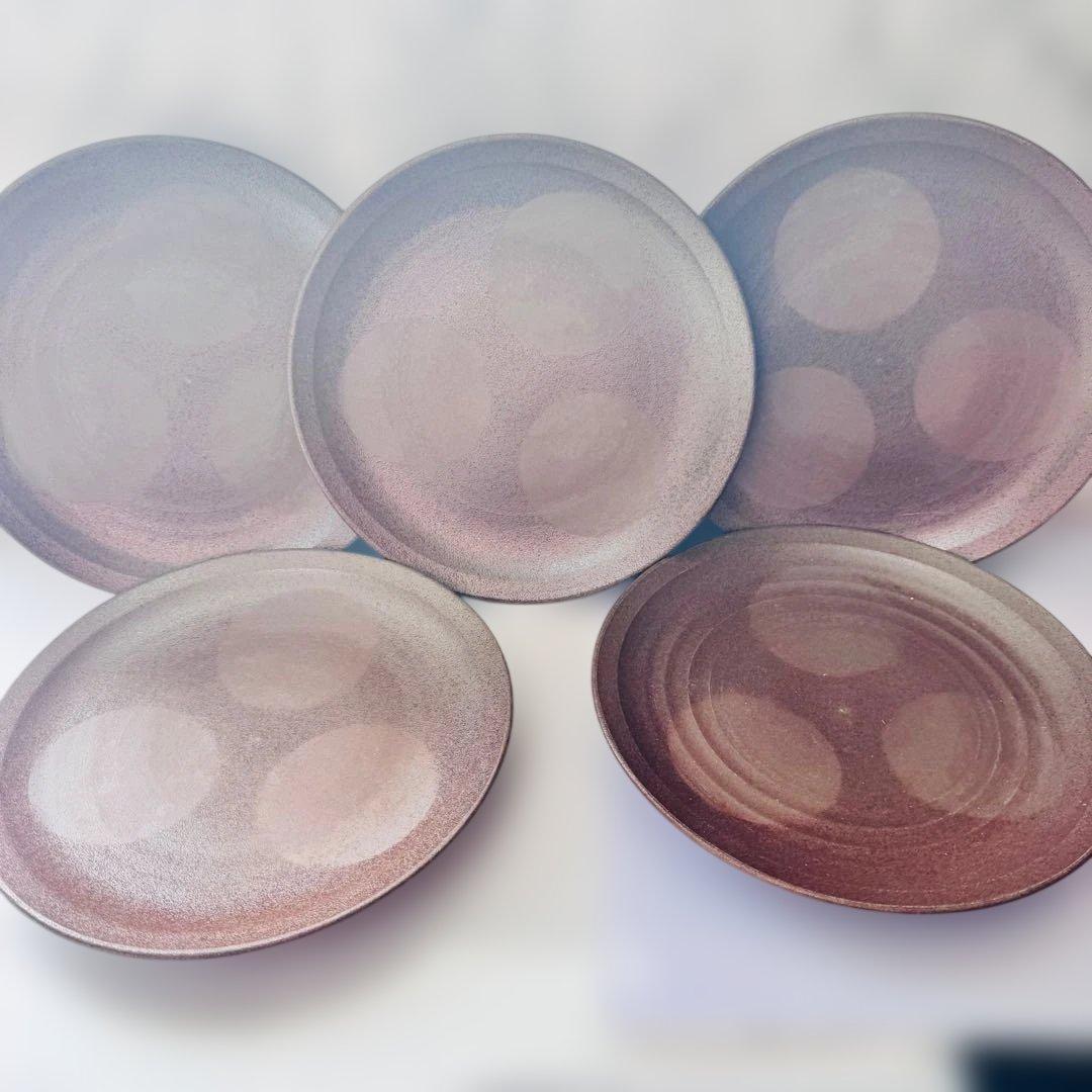 新品 信楽焼 中皿 21cm 5枚セット 陶印有 陶器 日本製 和食器 プレート