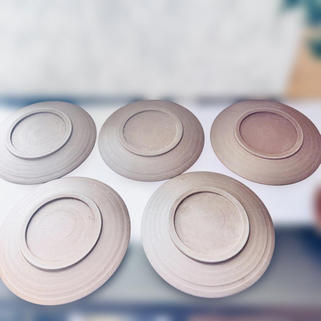 新品 信楽焼 中皿 21cm 5枚セット 陶印有 陶器 日本製 和食器 プレート