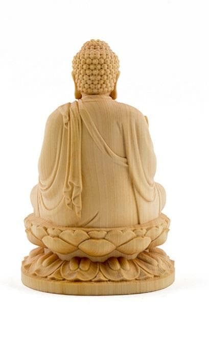 10cm　釈迦如来坐像　黄楊木精彫 仏像　木彫仏教工芸品置物