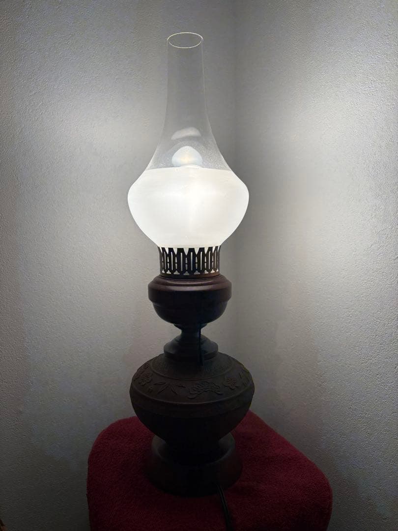 【昭和レトロ】【アンティーク】オイルランプ型電気スタンド✨ガハハ本舗お宝雑貨市✨