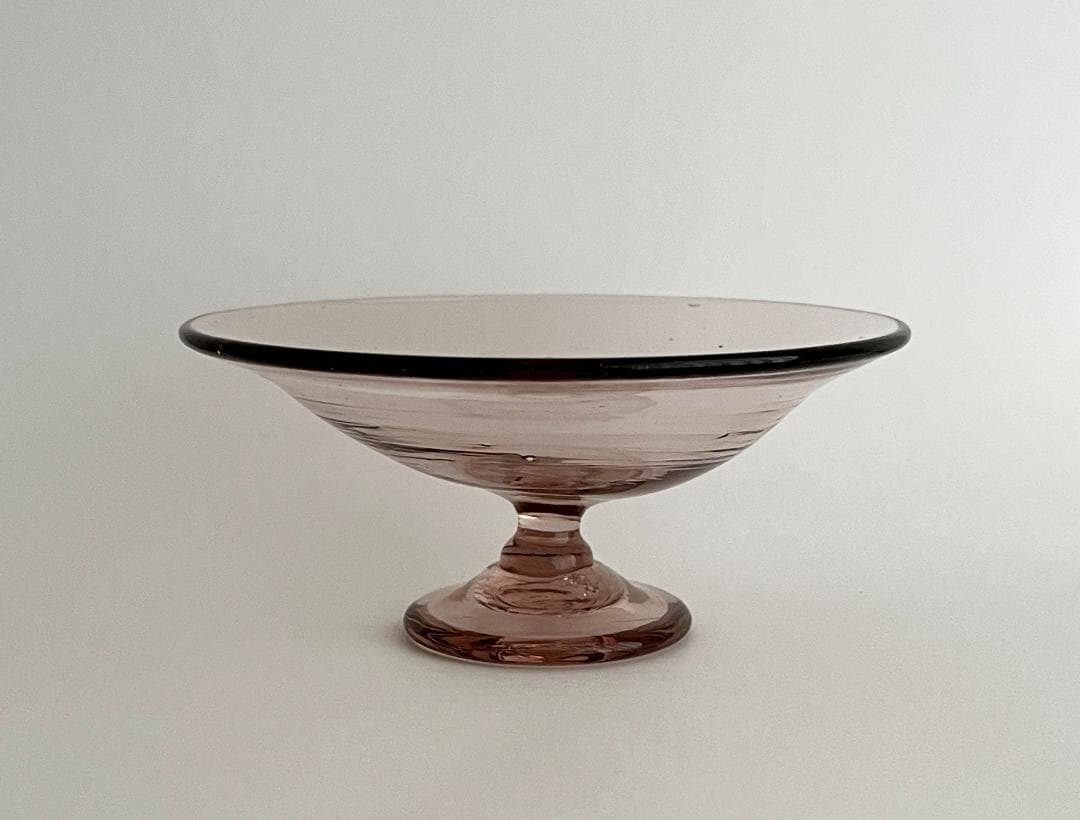 小牧広平　器　脚付　ガラス皿　スモーキーピンク　コンポート皿