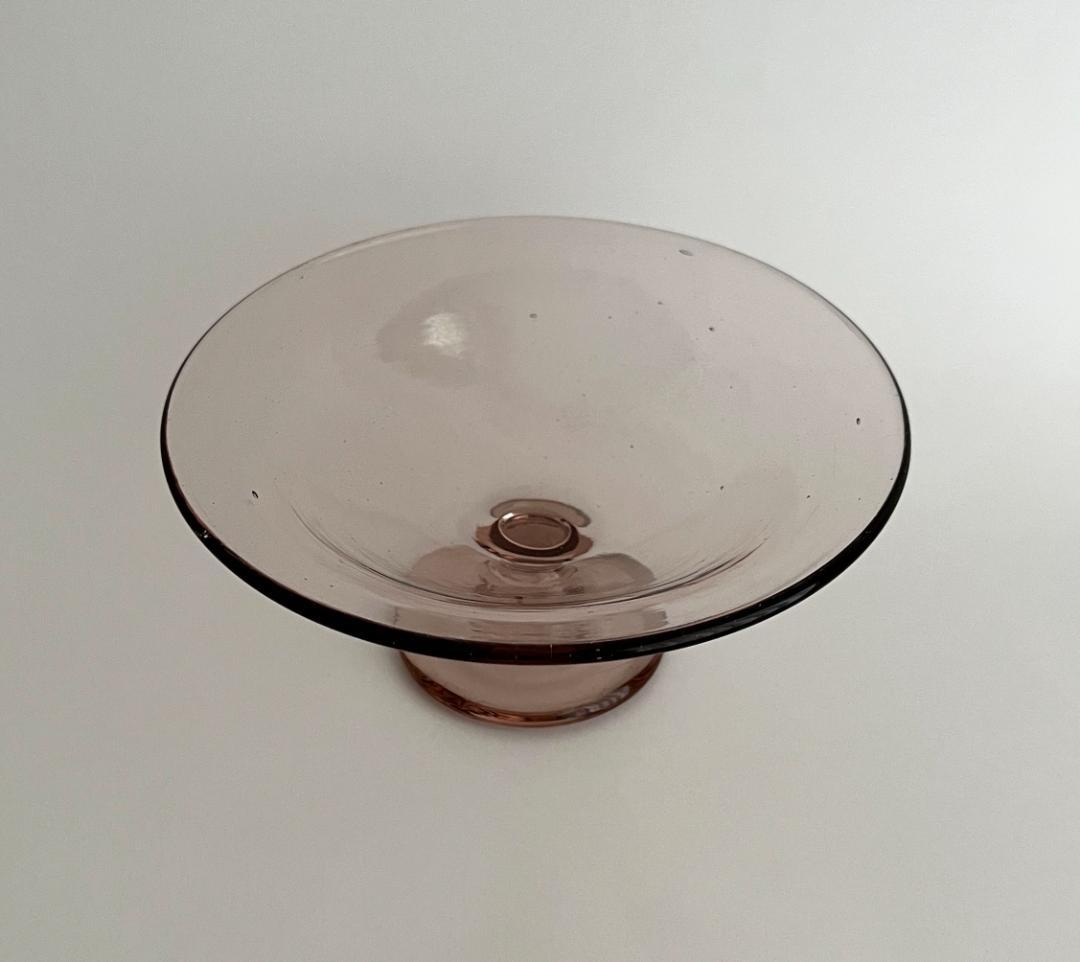 小牧広平　器　脚付　ガラス皿　スモーキーピンク　コンポート皿