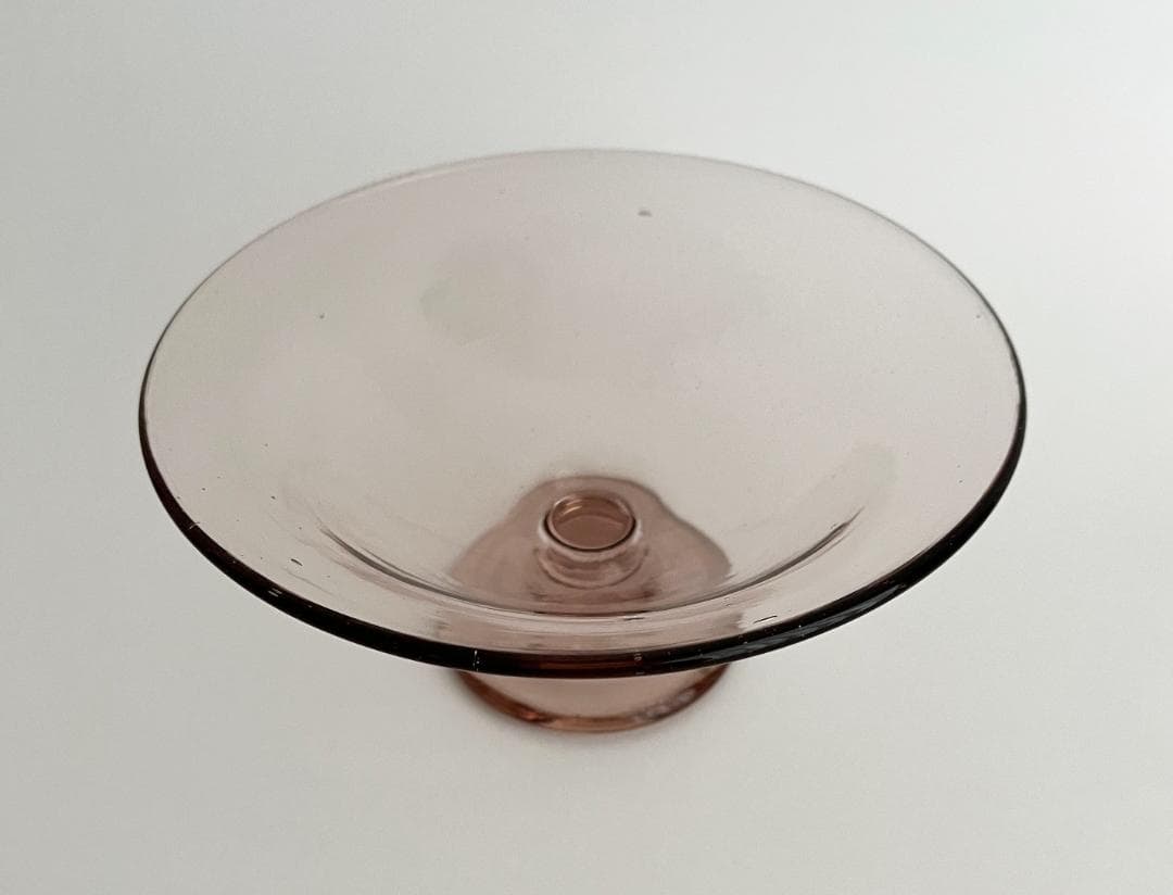 小牧広平　器　脚付　ガラス皿　スモーキーピンク　コンポート皿