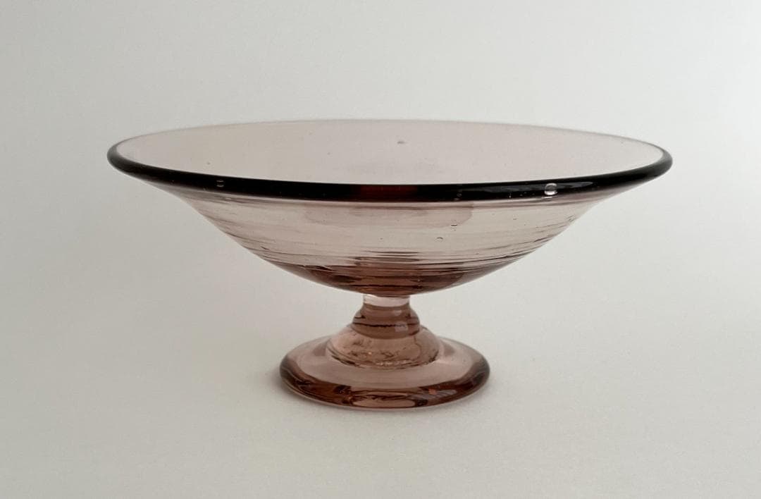 小牧広平　器　脚付　ガラス皿　スモーキーピンク　コンポート皿