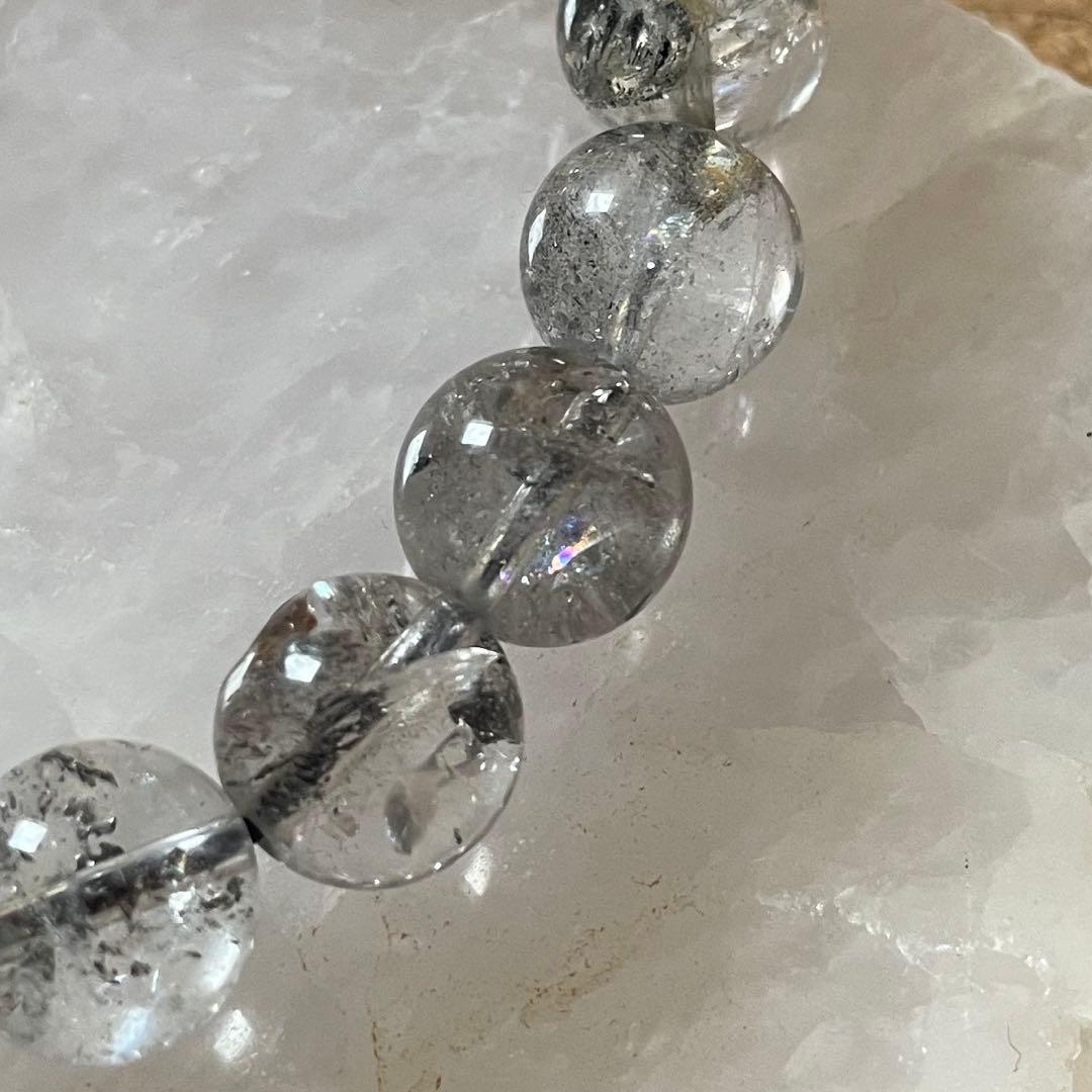 【ヒマラヤ産/虹入り】エレスチャルクォーツ 天然石 ブレスレット 10㎜ 16㎝