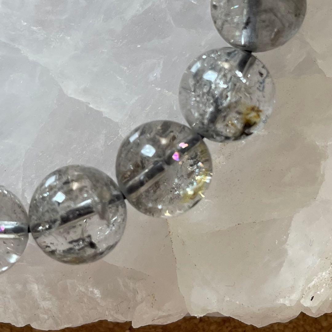 【ヒマラヤ産/虹入り】エレスチャルクォーツ 天然石 ブレスレット 10㎜ 16㎝