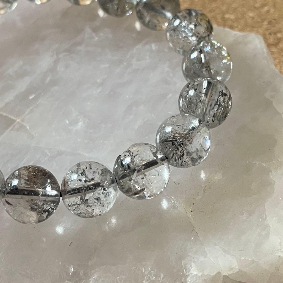 【ヒマラヤ産/虹入り】エレスチャルクォーツ 天然石 ブレスレット 10㎜ 16㎝