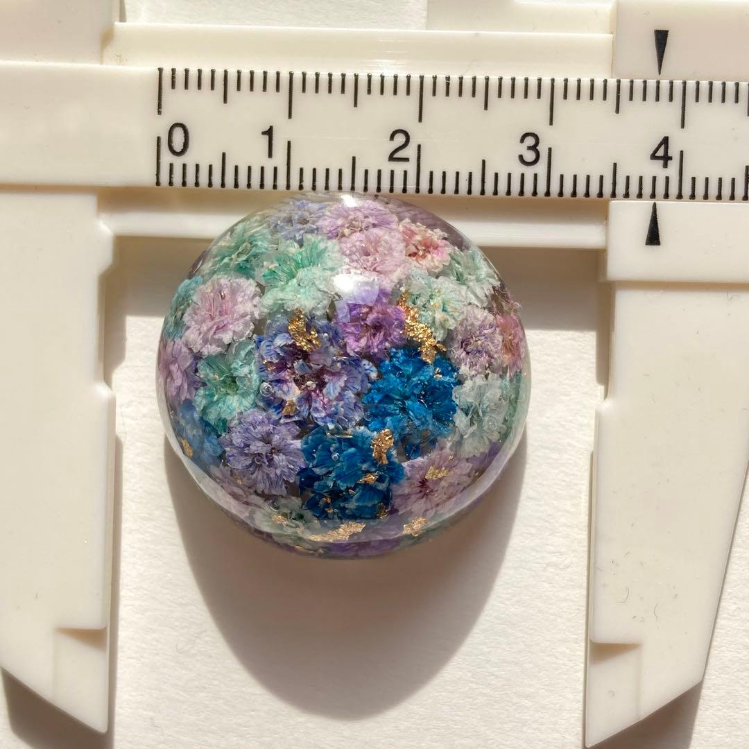 【24】かすみ草いっぱい 半球 ブルー　レジンヘアゴム