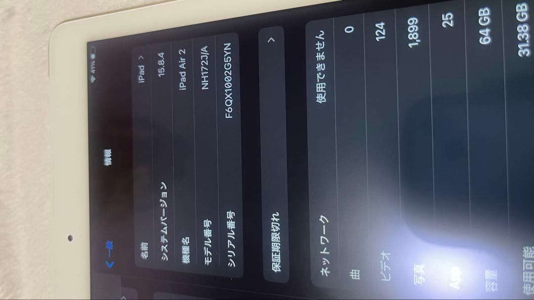 【美品】Apple iPad Air 2 64GB 本体　セルラーモデル