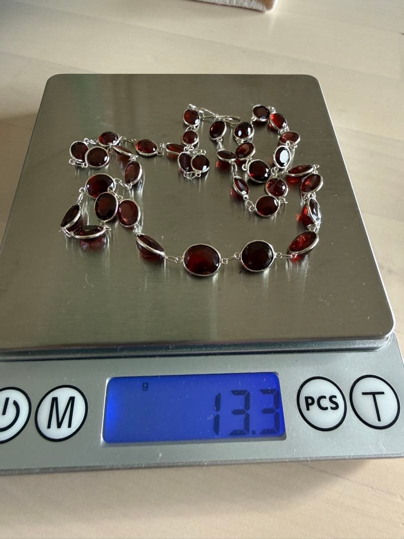 ガーネット,ネックレス 天然の本物の銀、手作り