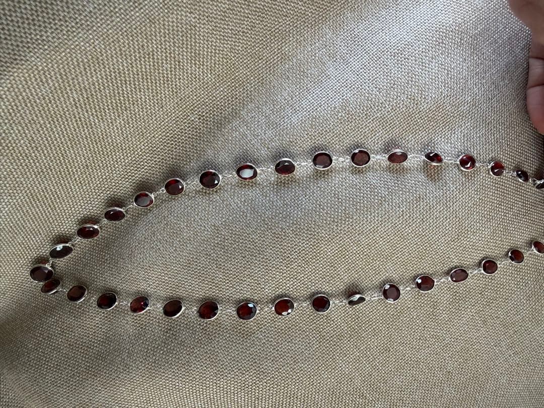 ガーネット,ネックレス 天然の本物の銀、手作り