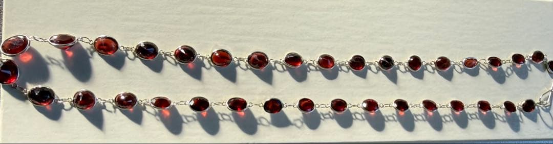 ガーネット,ネックレス 天然の本物の銀、手作り