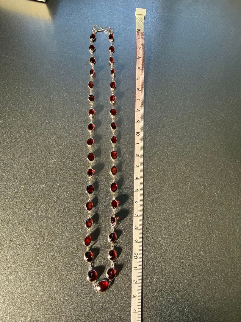 ガーネット,ネックレス 天然の本物の銀、手作り