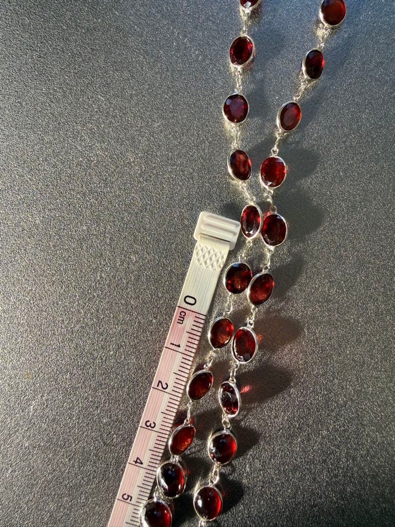 ガーネット,ネックレス 天然の本物の銀、手作り