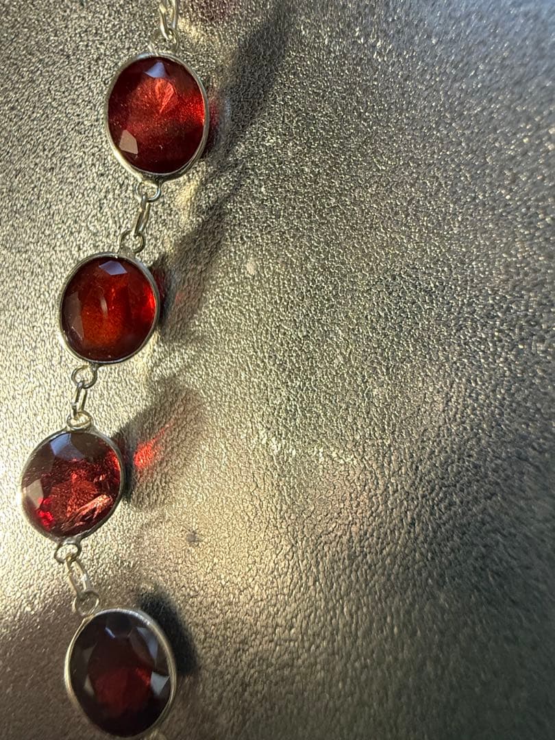 ガーネット,ネックレス 天然の本物の銀、手作り