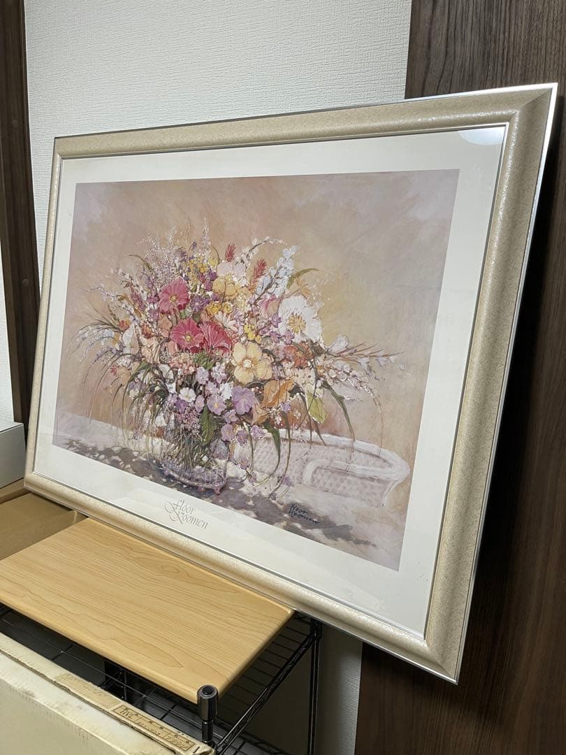 【額装】Floor Koomen 花の作品 版画フラワーアート 約80×60cm