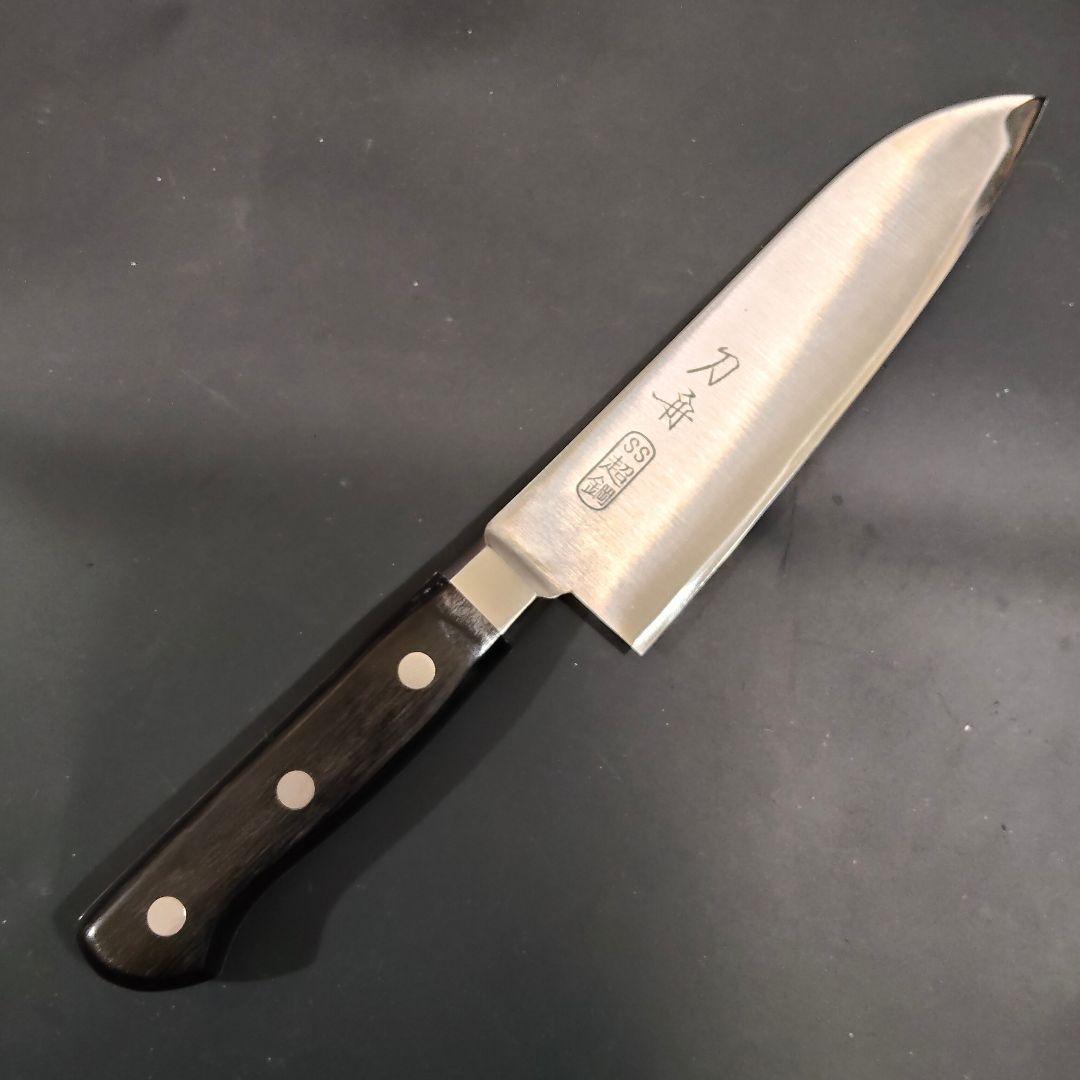 刀舟　MV鋼　全鋼　鎌形　三徳包丁　本刃付け　新品未使用保管品