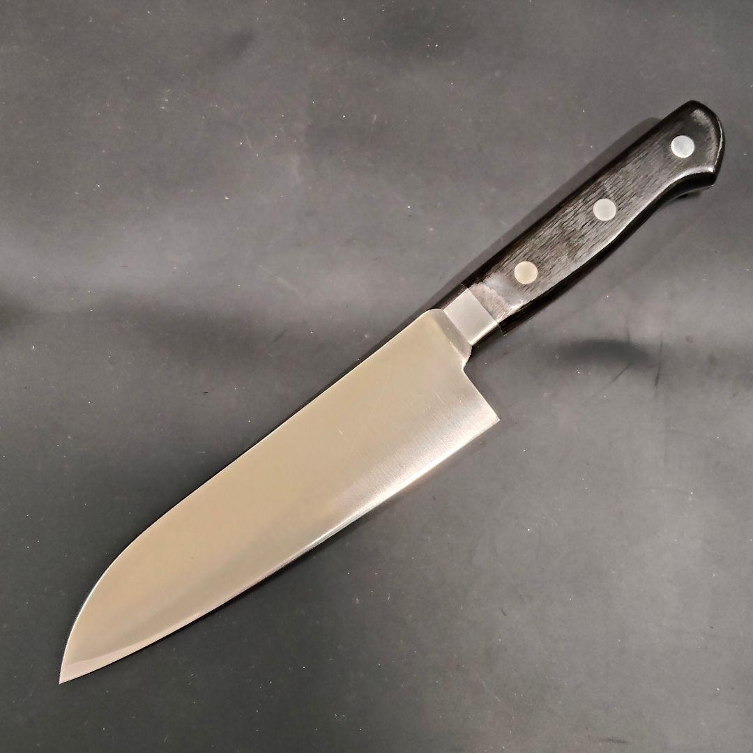 刀舟　MV鋼　全鋼　鎌形　三徳包丁　本刃付け　新品未使用保管品