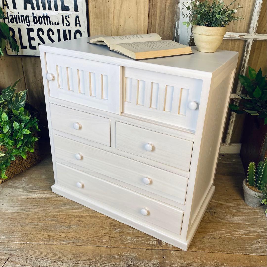 訳あり品！【141】大幅値下げセール中！木製多引き出し桐チェストタンスAホワイト