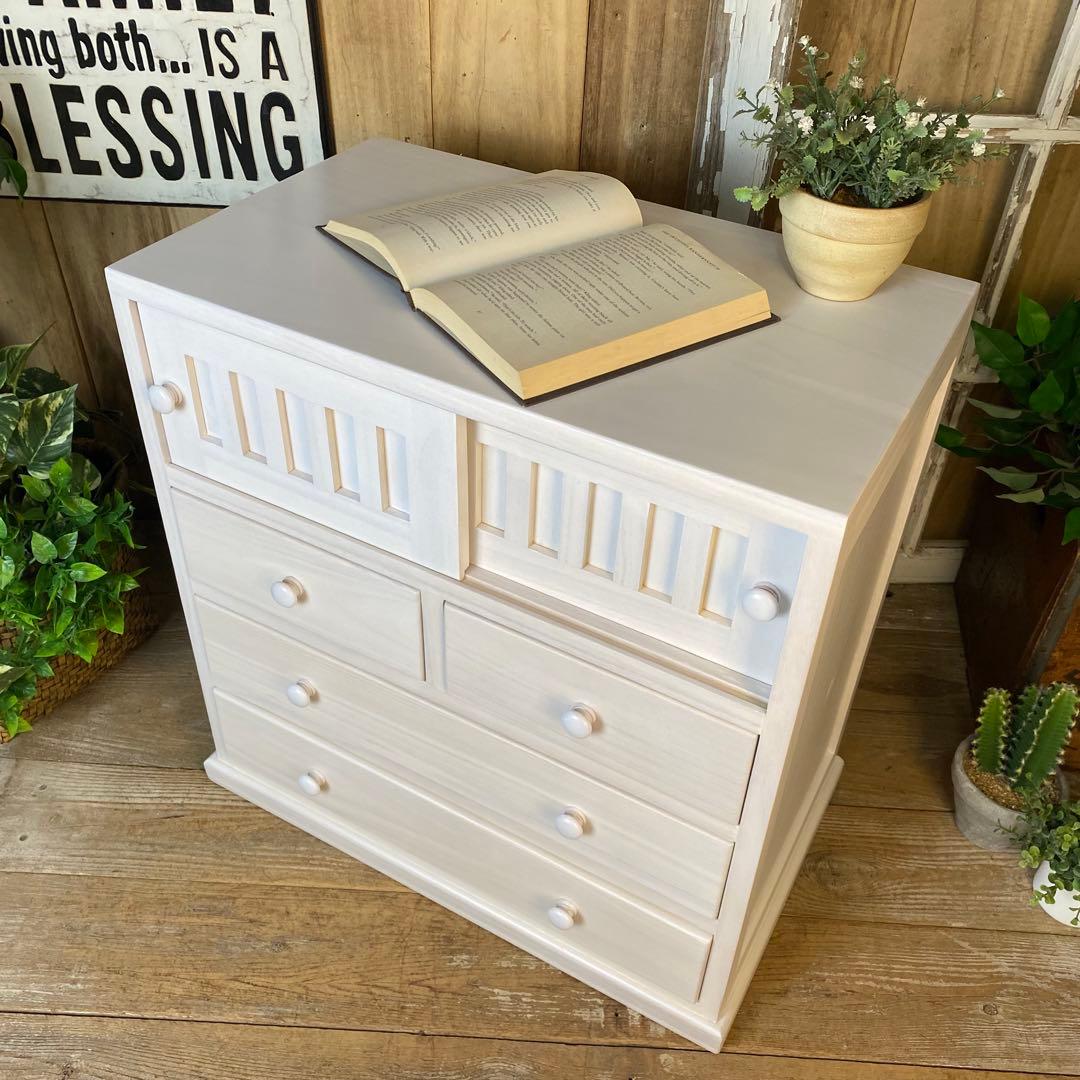 訳あり品！【141】大幅値下げセール中！木製多引き出し桐チェストタンスAホワイト