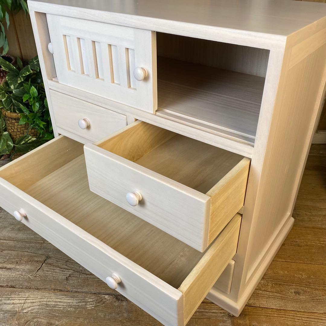 訳あり品！【141】大幅値下げセール中！木製多引き出し桐チェストタンスAホワイト