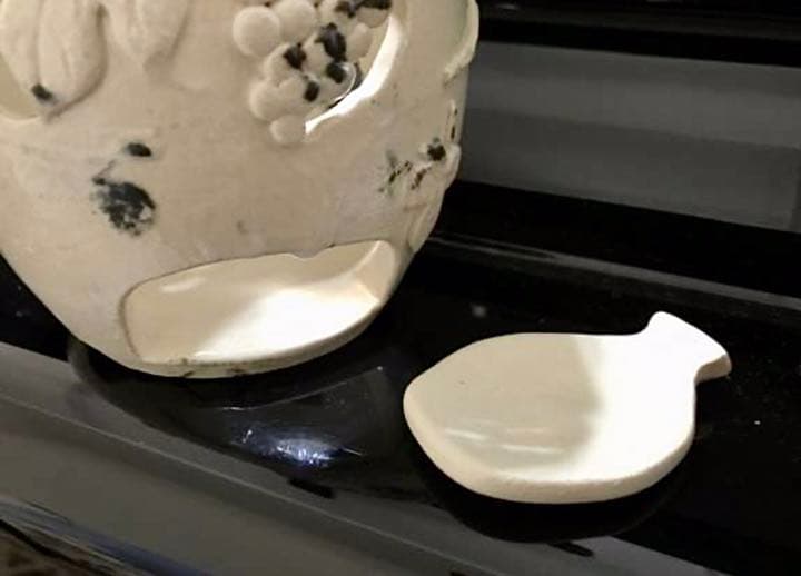 秀逸！陶芸家作 陶器 葡萄アロマポット インテリアキャンドル 透し彫り