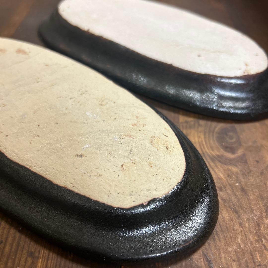 作家　陶芸作家　ドットリム皿　オーバルリム皿　２枚