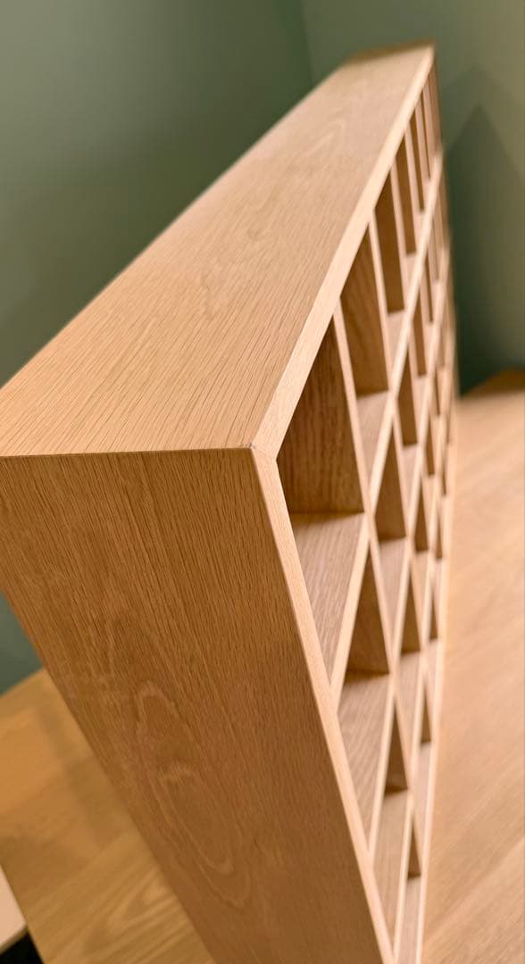 超美品！フルオーダーメイド無垢オーク材・マス目棚・コレクション ラック シェルフ