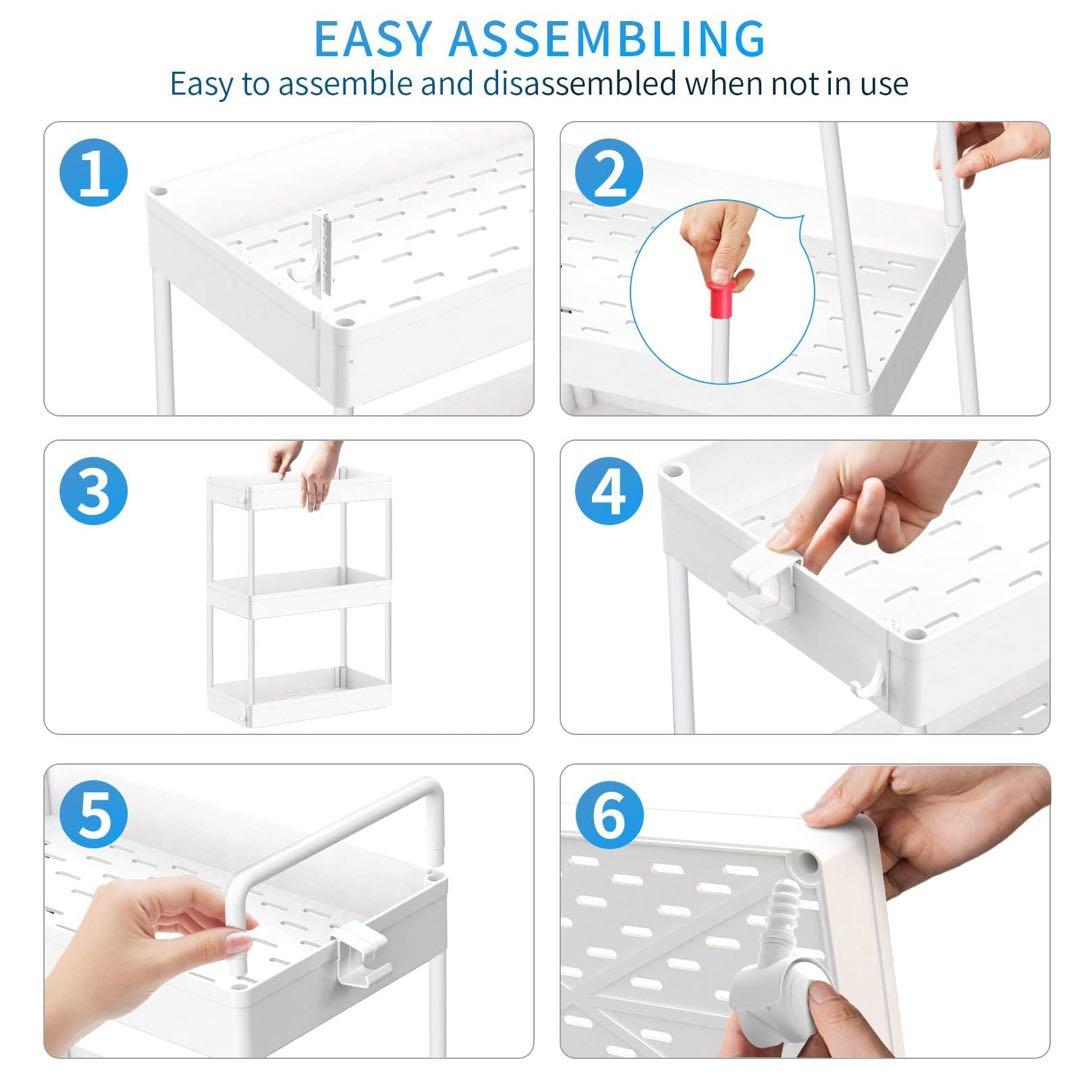 *ローリング 収納カート 4段 移動式棚 ユニット バスルームカート ハンドル