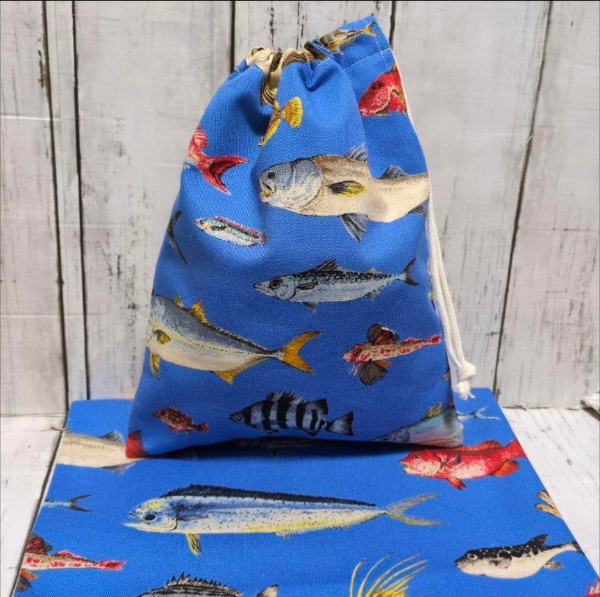 オーダー　魚　サメ　青　水色　ハンドメイド　給食袋　ランチョンマット　入園入学
