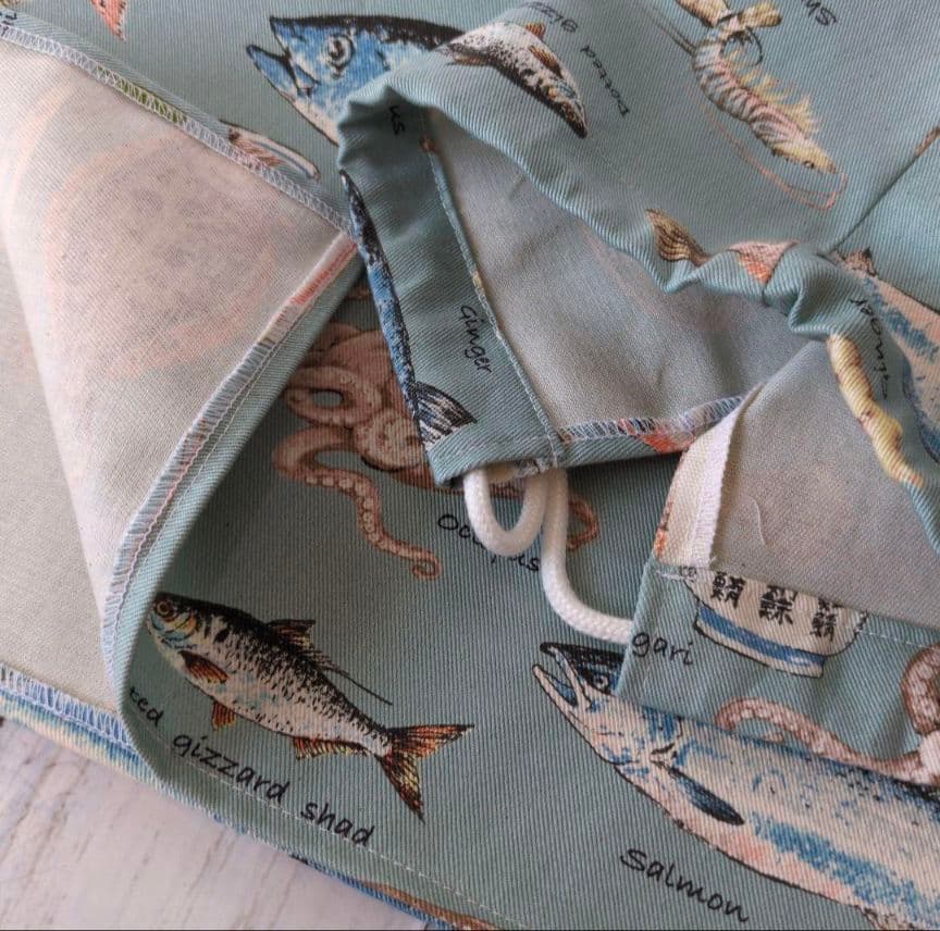 オーダー　魚　サメ　青　水色　ハンドメイド　給食袋　ランチョンマット　入園入学