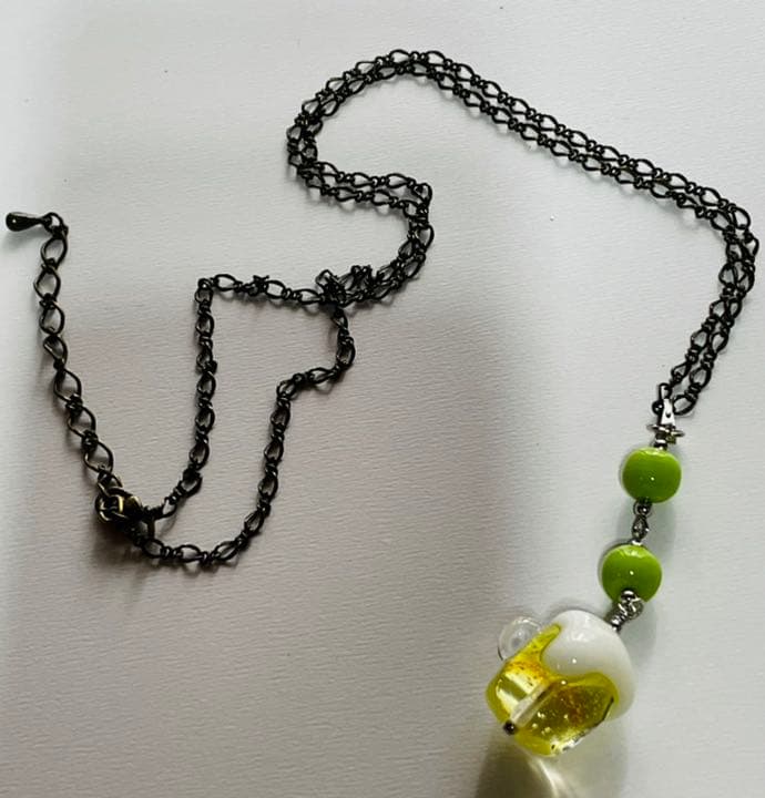 専用☆枝豆とビール♪ ペンダント　　とんぼ玉ガラス