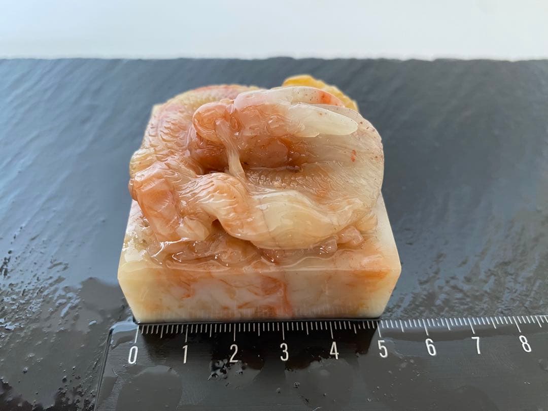 寿山石　龍　玺印 50mm角　大材　印材　印石　篆刻　落款　雅号　書道　日展