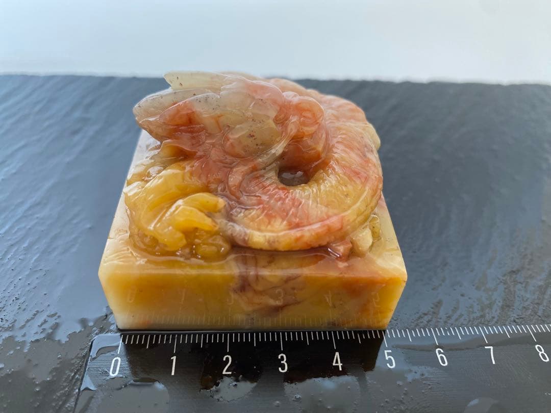 寿山石　龍　玺印 50mm角　大材　印材　印石　篆刻　落款　雅号　書道　日展