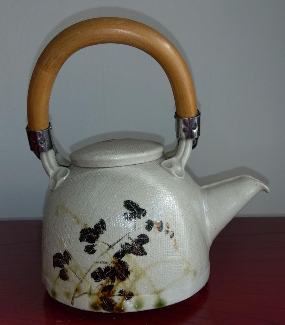 美濃焼の名工　陶芸家　山田義孝【希少美品】手書き作品急須湯呑みセット蓋取っ手無し