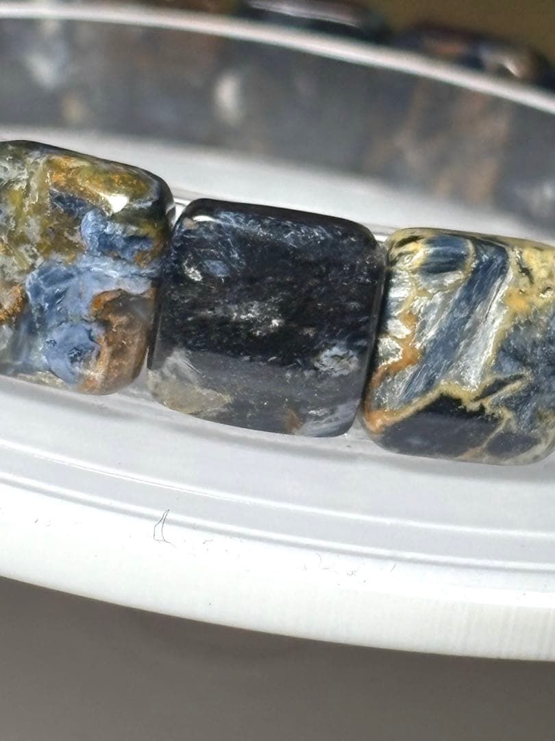 天然石　ブルーピーターサイトバングル11×11㎜（新品未使用）訳あり　高品質3