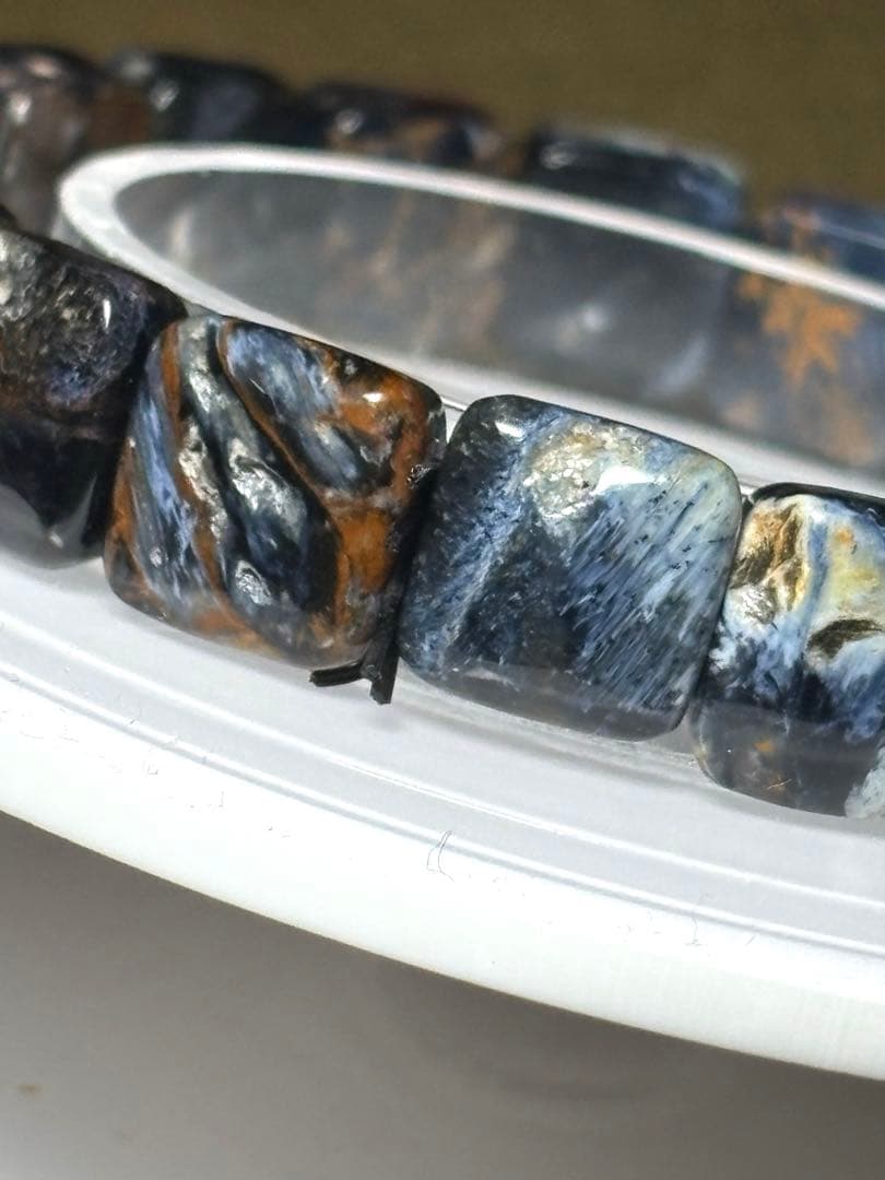 天然石　ブルーピーターサイトバングル11×11㎜（新品未使用）訳あり　高品質3