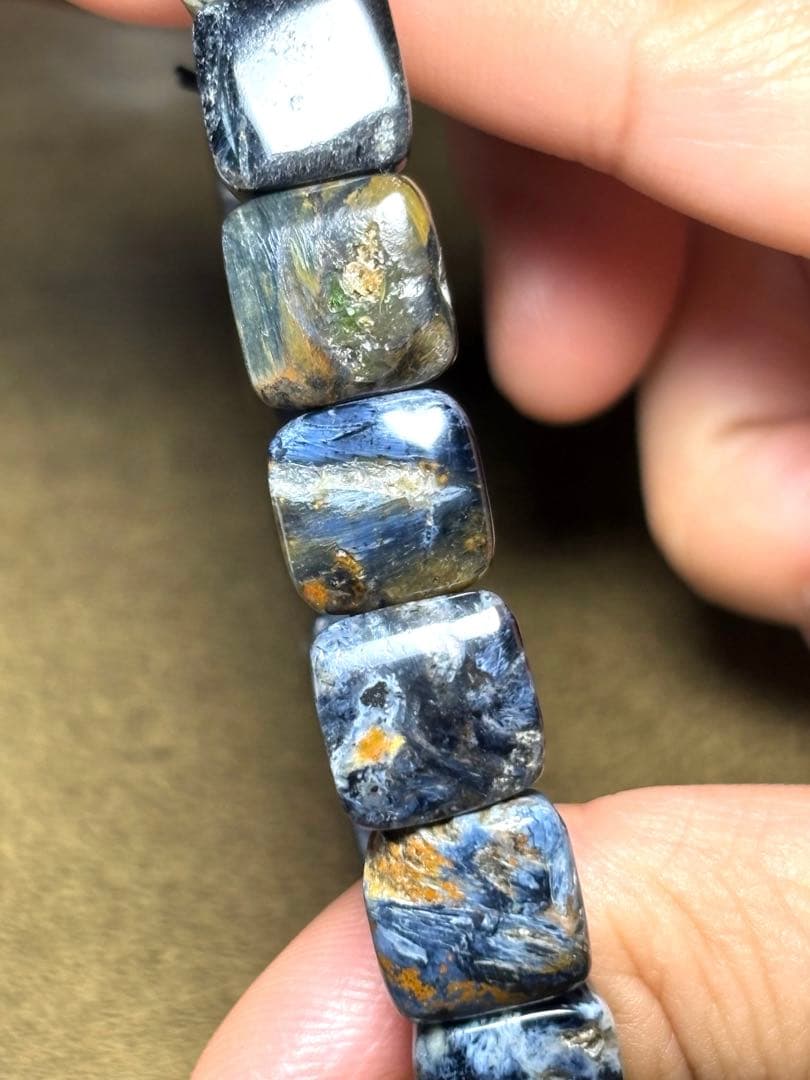 天然石　ブルーピーターサイトバングル11×11㎜（新品未使用）訳あり　高品質3