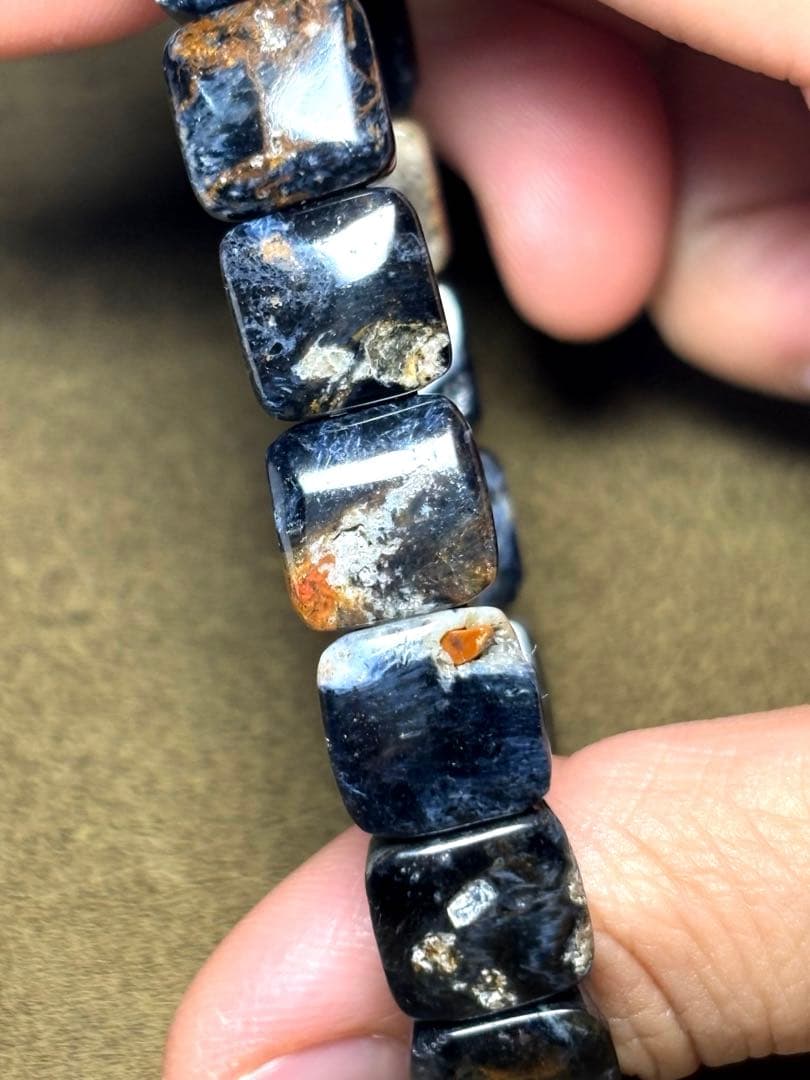 天然石　ブルーピーターサイトバングル11×11㎜（新品未使用）訳あり　高品質3